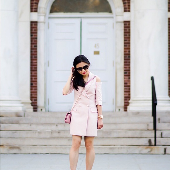Zara Cold Shoulder Blazer With Faux Pearl Buttons - Picture 4 of 16